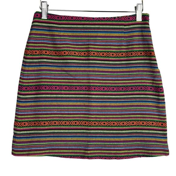 Tribal FESTIVAL BOHO Multicolor Embroidered Woven Western Skirt Mini Navajo S - Picture 1 of 11